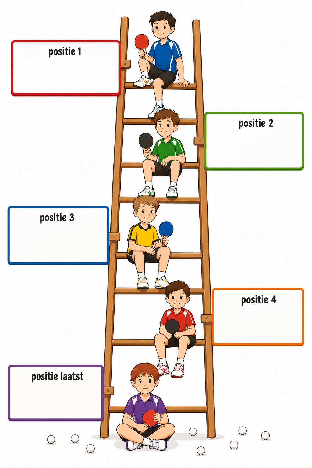 Illustratie van de laddercompetitie met actuele ladderposities